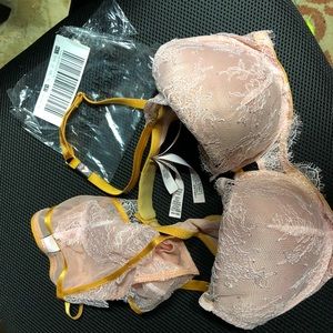 VS Eyelash Lace Plunge bra and panty set